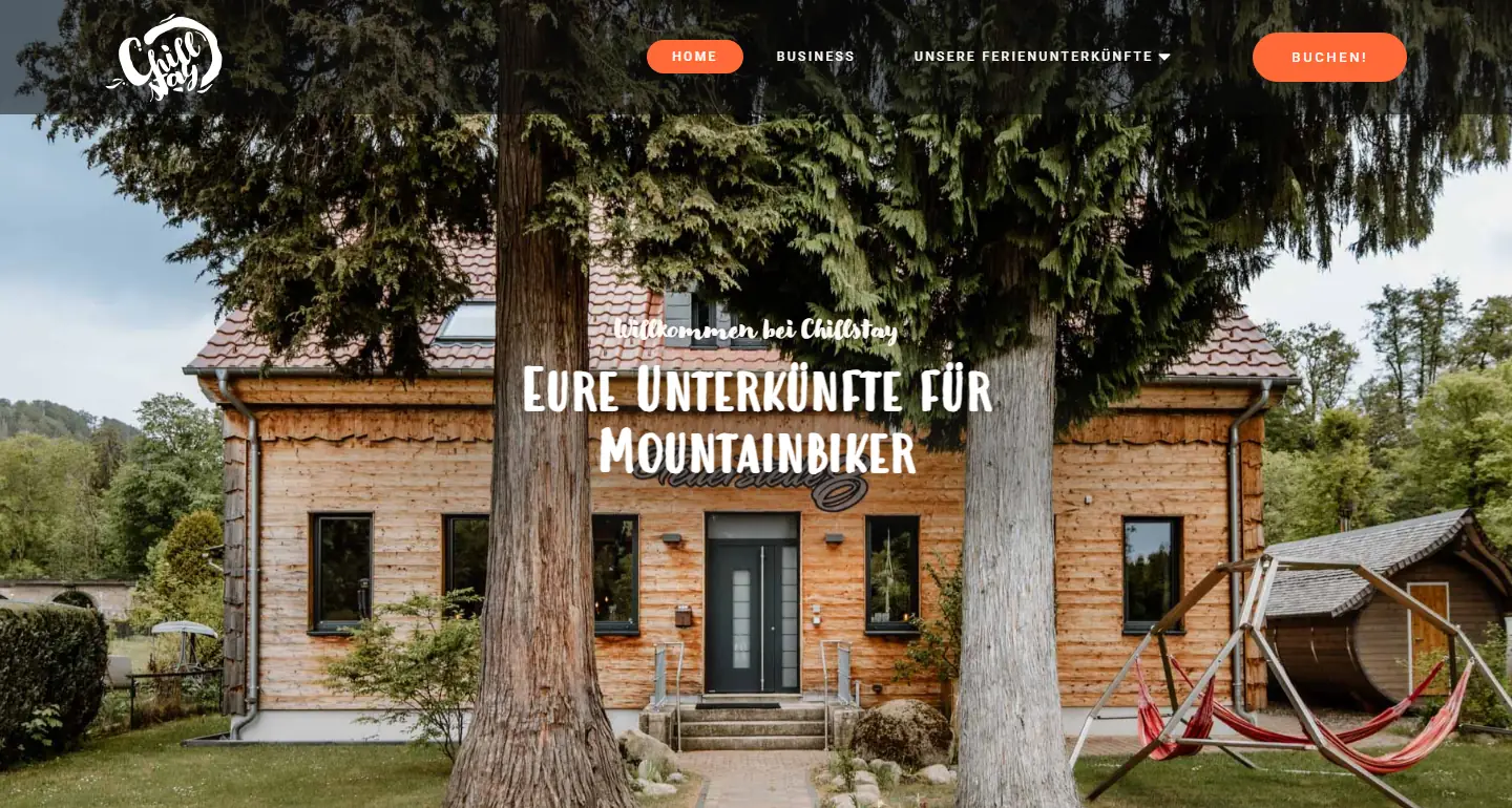 Chillstay Ferienhäuser — Website-Screenshot