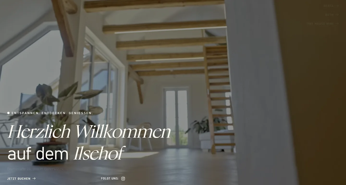 Ilsehof Ferienappartments — Website-Screenshot
